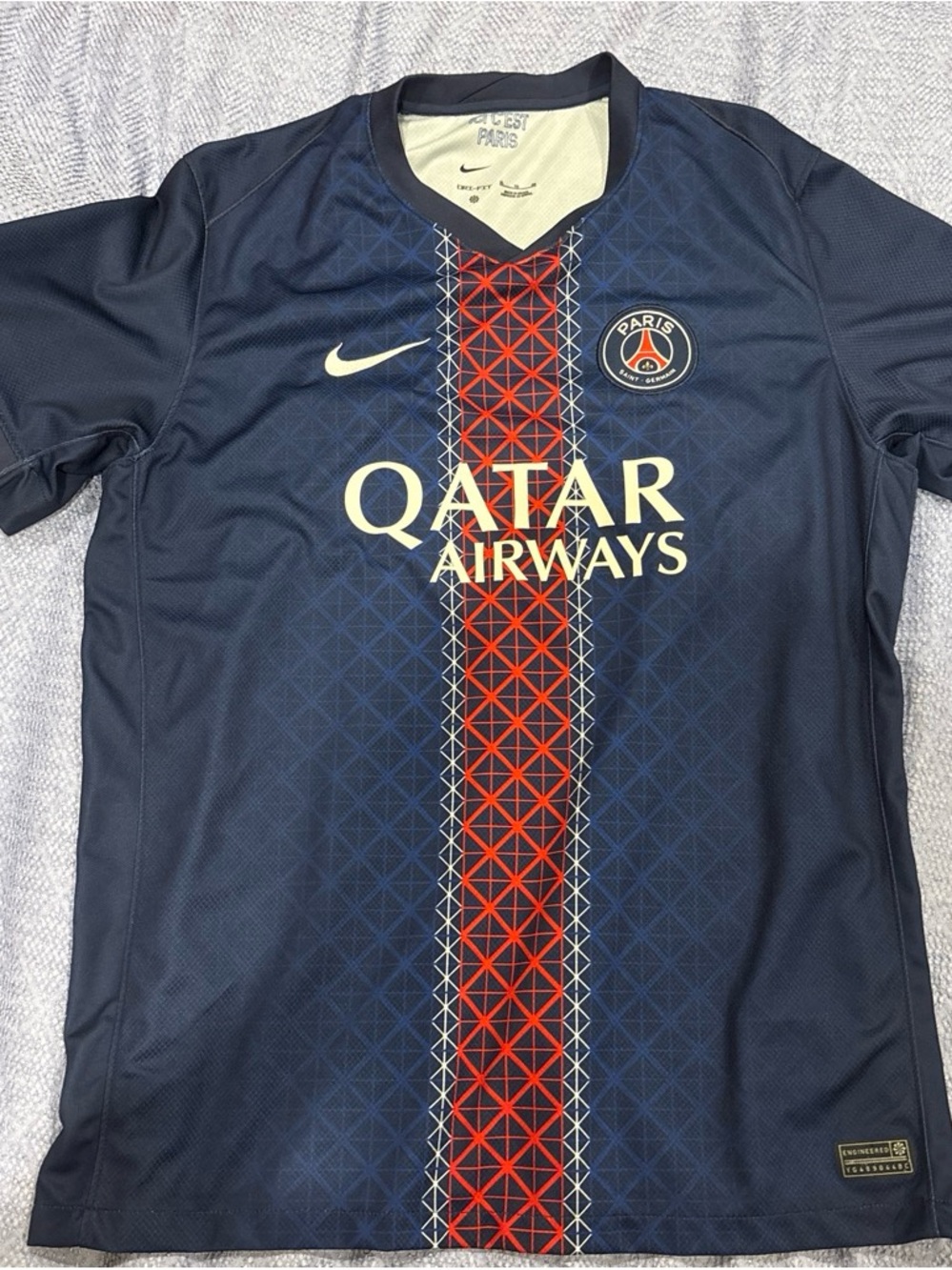 Nike Mens Paris Saint-Germain Navy & Red Soccer Jersey
